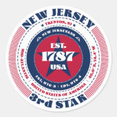 Patriottische New Jersey Circle Design Sticker (Voorkant)