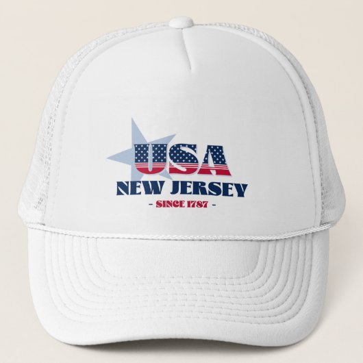 Patriottische New Jersey typografie Trucker Hat Trucker Pet (Voorkant)