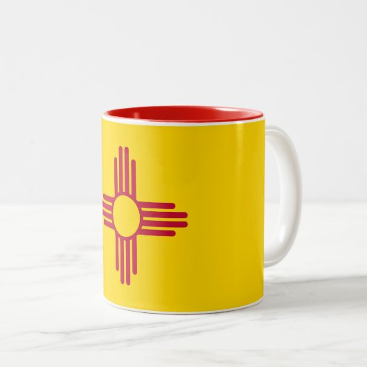 Patriottische New Mexico State Flag Tweekleurige Koffiemok (Voorkant rechts)