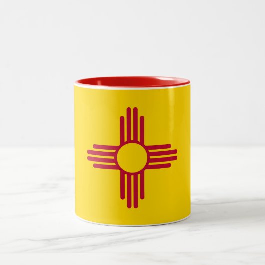 Patriottische New Mexico State Flag Tweekleurige Koffiemok (Center)