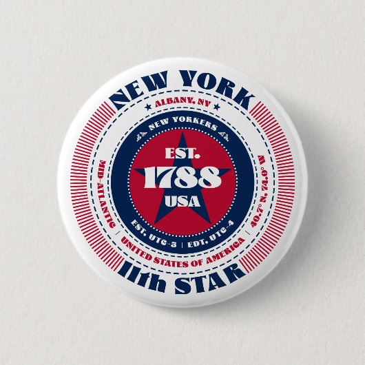 Patriottische New York Circle met State Details Ronde Button 5,7 Cm (Voorkant)