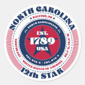 Patriottische North Carolina Circle Design Sticker (Voorkant)