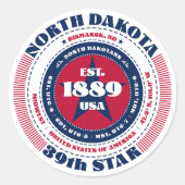 Patriottische North Dakota Circle Design Sticker (Voorkant)