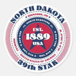 Patriottische North Dakota Circle Design Sticker