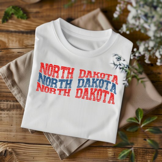 Patriottische North Dakota Rood en Blauw Boho T-sh T-shirt