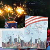 Patriottische NYC Skyline 4 juli viering Kaart