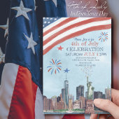 Patriottische NYC Skyline 4 juli viering Kaart