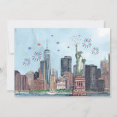 Patriottische NYC Skyline 4 juli viering Kaart (Achterkant)