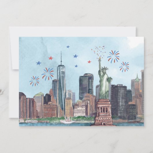 Patriottische NYC Skyline 4 juli viering Kaart (Achterkant)