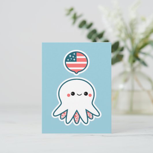 Patriottische octopus briefkaart (Staand voorkant)