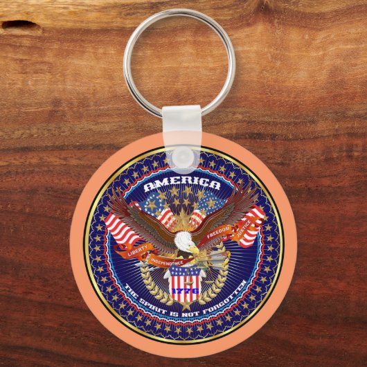 Patriottische of veteranensprekenden op Uitzicht Sleutelhanger (Voorkant)