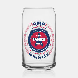 Patriottische Ohio Typografie Drinkware Set Blikvorm Glas
