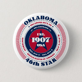 Patriottische Oklahoma Circle met State Details Ronde Button 5,7 Cm