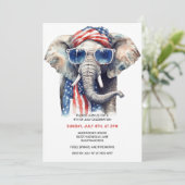 Patriottische Olifant 4 juli Uitnodigingen (Staand voorkant)