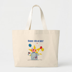 Patriottische olifant die een Amerikaanse vlag zwa Grote Tote Bag