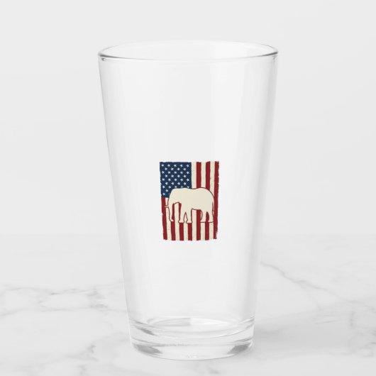 Patriottische Olifant Vlag Vintage Vector Ontwerp_ Glas (Voorkant)