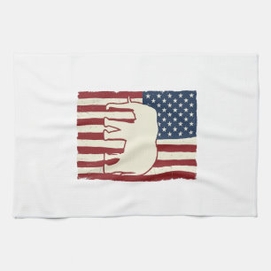 Patriottische Olifant Vlag Vintage Vector Ontwerp_ Theedoek