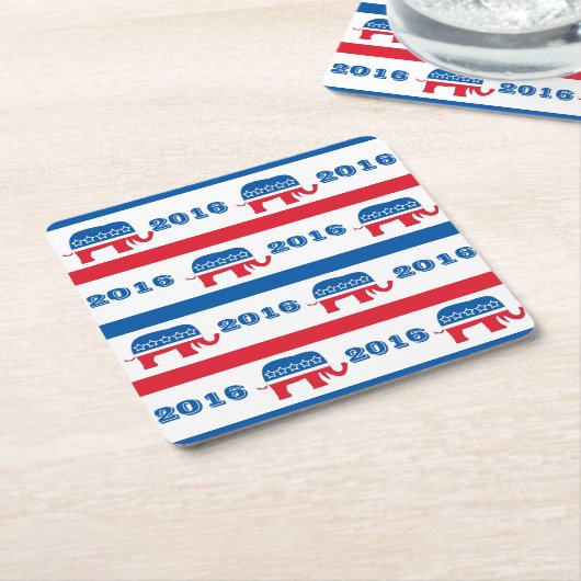 Patriottische olifantenstrips van 2016 kartonnen onderzetters (Schuin)