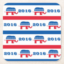 Patriottische olifantenstrips van 2016 kartonnen onderzetters