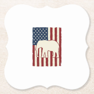 Patriottische Olifantenvlag Vintage Vector Design_ Kartonnen Onderzetters