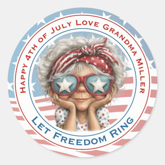 Patriottische oma 4 juli sticker (Voorkant)