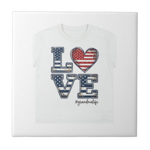 Patriottische oma leven liefde vintage shirt ontwe tegeltje