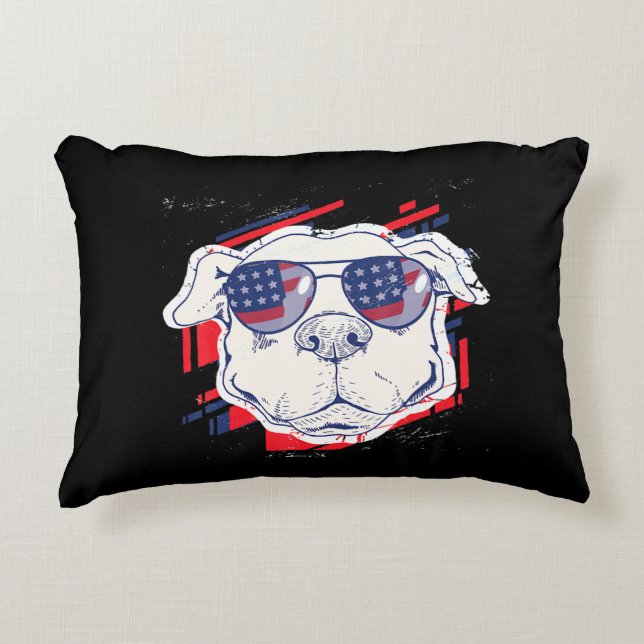 Patriottische Onafhankelijkheidsdag Bulldog Lover  Accent Kussen (Voorkant)