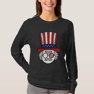 Patriottische Ondersteboven Hoed Cartoon Gezicht V T-shirt