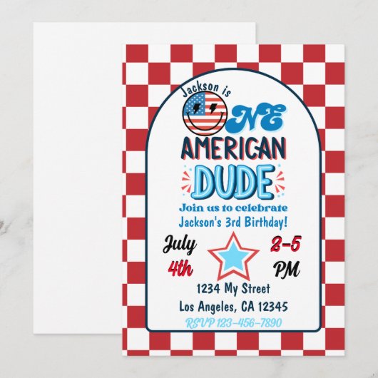 Patriottische One American Dude Verjaardag Uitnodi Kaart (Voorkant / Achterkant)