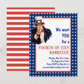 Patriottische Oom Sam 4TH VAN JULI BBQ BARBECUE Briefkaart (Voorkant / Achterkant)