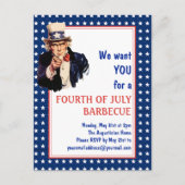 Patriottische Oom Sam 4TH VAN JULI BBQ BARBECUE Briefkaart (Voorkant)