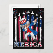 Patriottische oom Sam Dabbing, 4 juli Briefkaart (Voorkant / Achterkant)