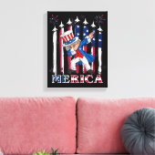 Patriottische oom Sam Dabbing, 4 juli Canvas Afdruk (Insitu (Woonkamer))