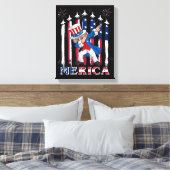 Patriottische oom Sam Dabbing, 4 juli Canvas Afdruk (Insitu (Slaapkamer))