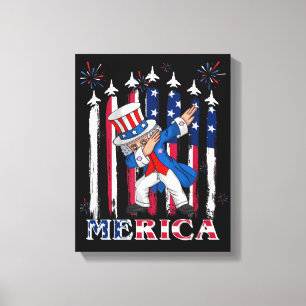 Patriottische oom Sam Dabbing, 4 juli Canvas Afdruk