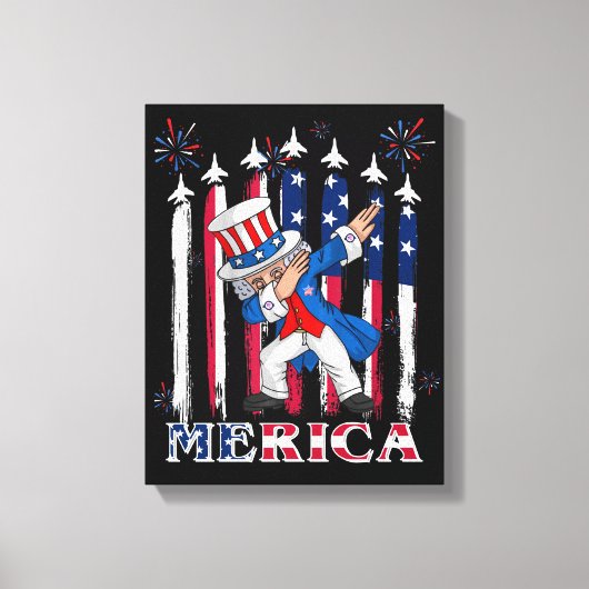 Patriottische oom Sam Dabbing, 4 juli Canvas Afdruk (Voorkant)