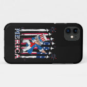 Patriottische oom Sam Dabbing, 4 juli Case-Mate iPhone Case (Achterkant (horizontaal))