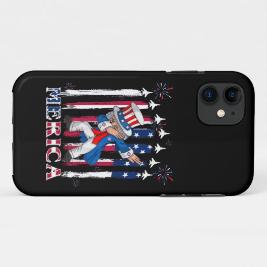 Patriottische oom Sam Dabbing, 4 juli Case-Mate iPhone Case (Achterkant (horizontaal))
