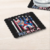 Patriottische oom Sam Dabbing, 4 juli Kartonnen Onderzetters (Gebogen)