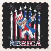 Patriottische oom Sam Dabbing, 4 juli Kartonnen Onderzetters (Voorkant)