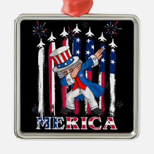 Patriottische oom Sam Dabbing, 4 juli Metalen Ornament (Voorkant)