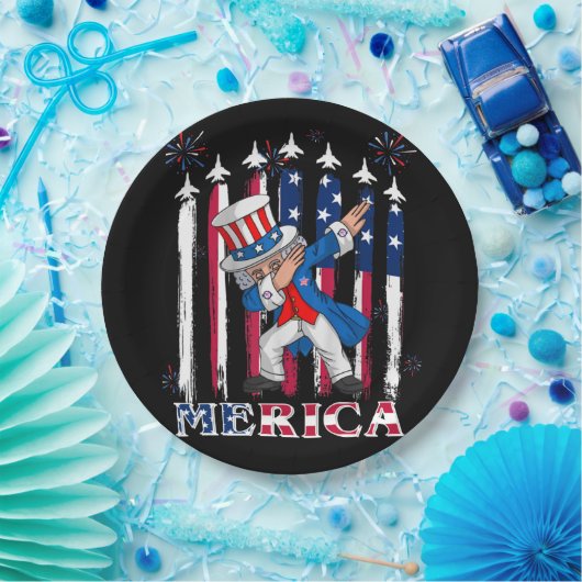 Patriottische oom Sam Dabbing, 4 juli Papieren Bordje (Feest)