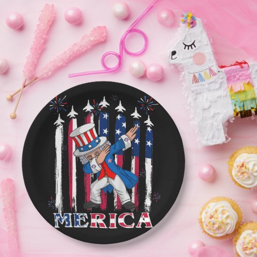 Patriottische oom Sam Dabbing, 4 juli Papieren Bordje (Feest)
