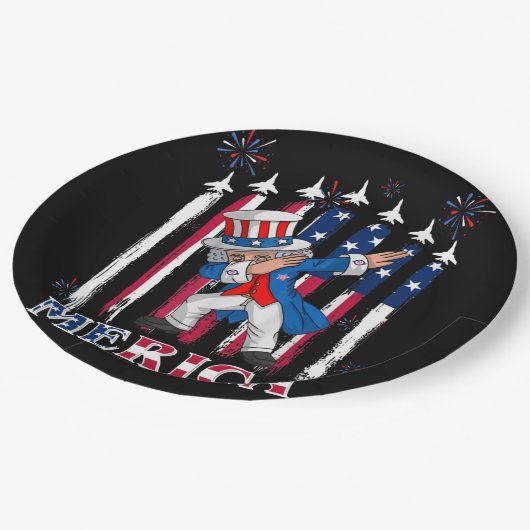 Patriottische oom Sam Dabbing, 4 juli Papieren Bordje (Gekanteld)