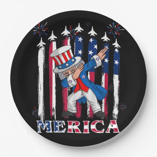 Patriottische oom Sam Dabbing, 4 juli Papieren Bordje (Voorkant)