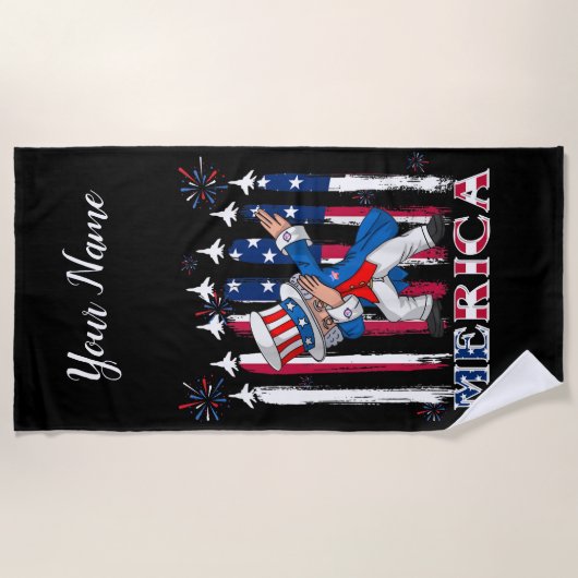 Patriottische oom Sam Dabbing, 4 juli Strandlaken (Voorkant)