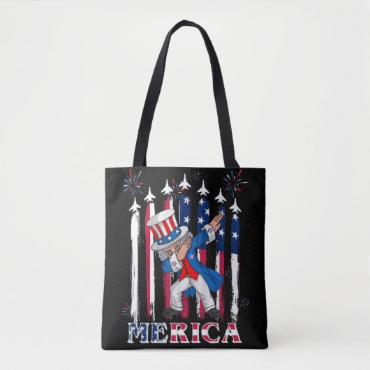 Patriottische oom Sam Dabbing, 4 juli Tote Bag (Voorkant)