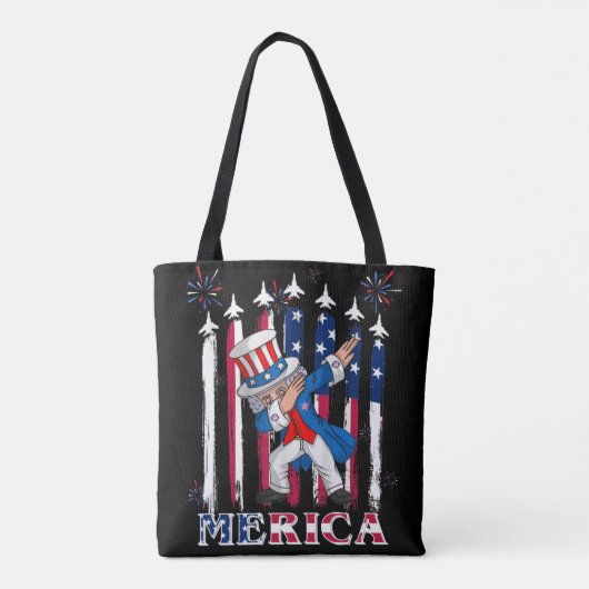 Patriottische oom Sam Dabbing, 4 juli Tote Bag (Achterkant)