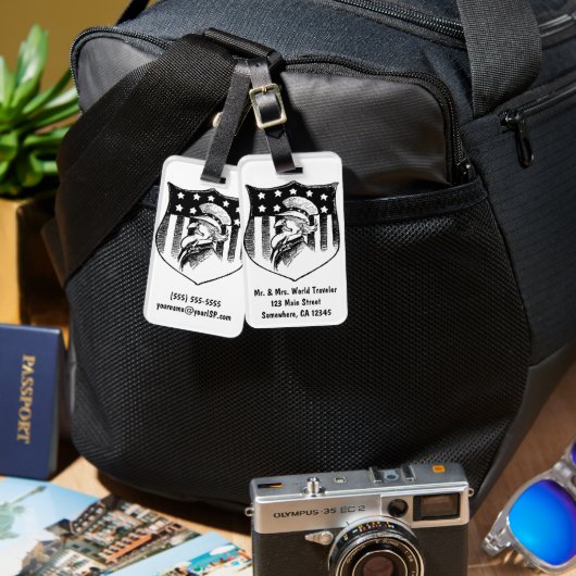 patriottische oom Sam en Amerikaanse vlag Bagagelabel (Voorkant /achterkant)