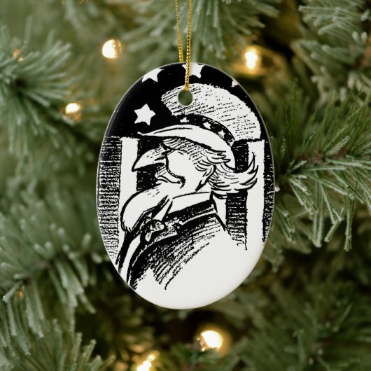 patriottische oom Sam en Amerikaanse vlag Keramisch Ornament (Boom)